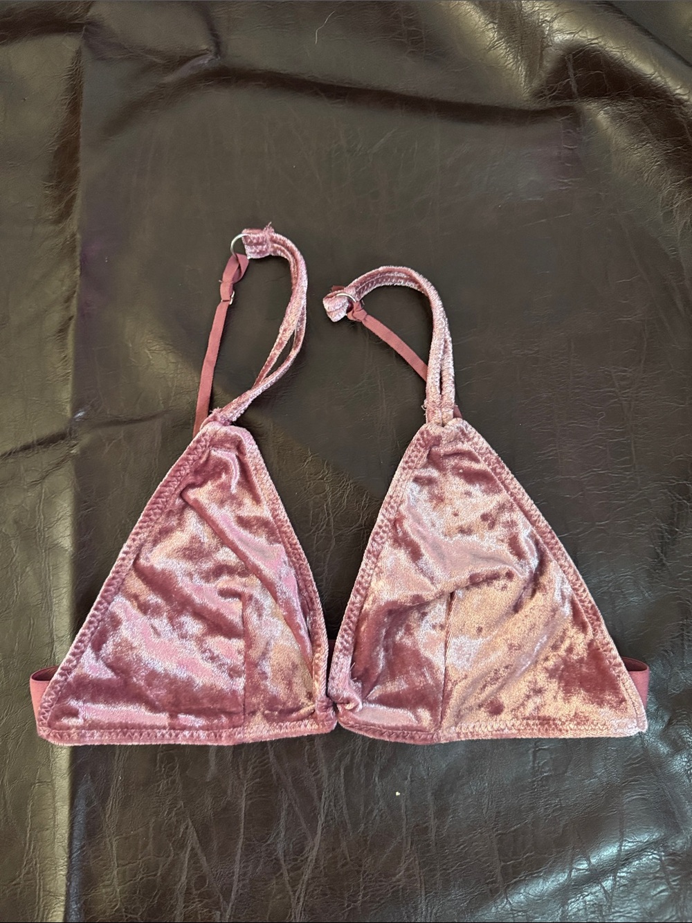 naked wardrobe Velvet Triangle Bralette in Mauve Pink